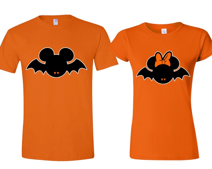Halloween Cartoon Bat Couple Tshirts Bat Funny Cartoon My Boo Couple ORANGE Tshirts ORANGE