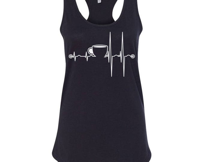 Coffee Cup Heartbeat WOMAN TANK TOP Funny Coffee Morning Tee Tank Top