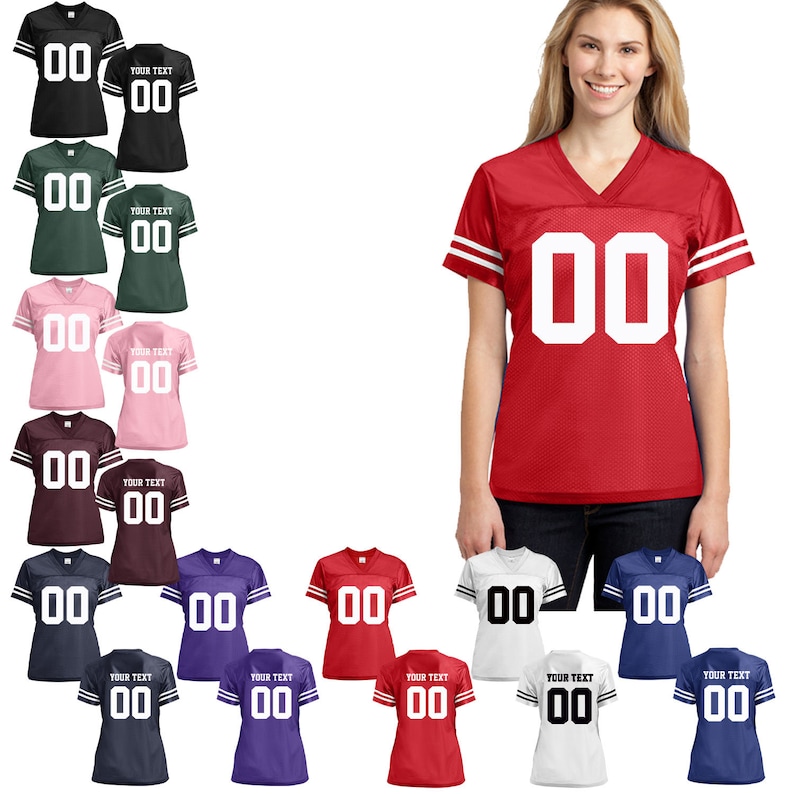 Customized Football Jersey MESH Personalized Football Jersey Team Adult WOMEN Jersey Make Your Own Jersey Name and Number Football Big FRONT image 2