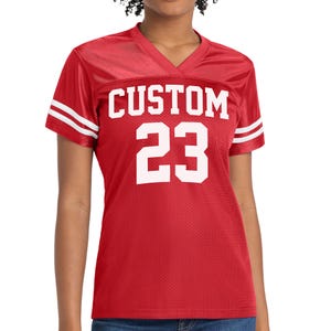 Customized Football JERSEY MESH Personalized Football Jersey Team Adult WOMEN Jersey Make Your Own Jersey Name and Number Football Vneck Tee