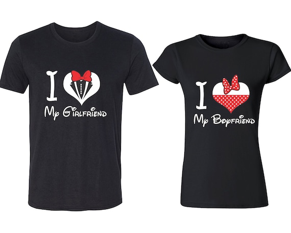 I Love My Girlfriend Boyfriend HEART Couple Tshirts Matching Tee Shirts Cartoon Style Heart Design T shirts Etsy Singapore