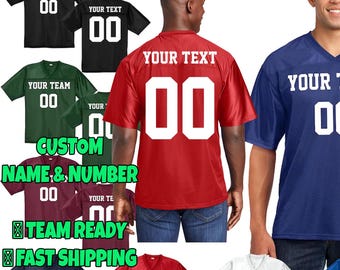 Camisa de futebol unissex personalizada em malha com nome e número personalizados, camisa de torcedor do time, uniforme para o dia do jogo, camisa esportiva adulta.