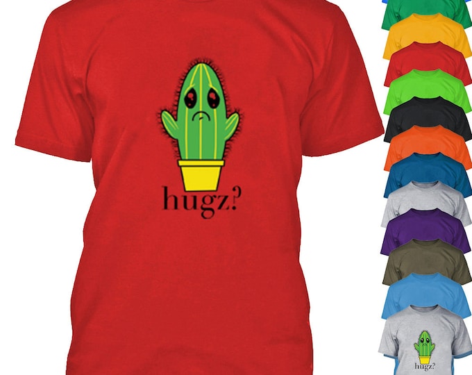 HUGZ Men Funny Tshirt Hug Cactus Man Tee Shirt Mens Funny Party Shirt Beach T-shirt All Colors