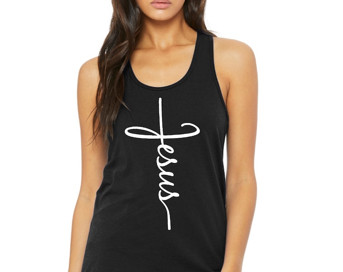 JESUS Cross Tank Top for WOMEN Christian Religious Faith Disciple Church Shirts Jesus Christ Shirts