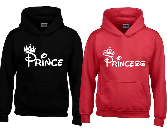 Prince Princess FASHION Couple HOODIE Sweatshirt Prince Princess Best Couple Hoodie Sweatshirt (BLACK-Red)