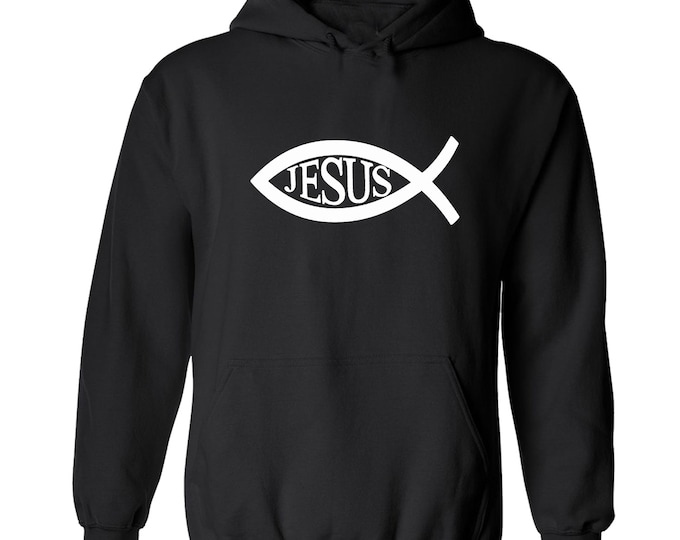JESUS Fish HOODIE Sweatshirt Christian Religious Faith Disciple Church Shirts Jesus Christ Sweater
