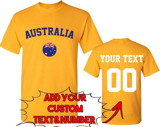 AUSTRALIA World Cup Unisex TSHIRT Jersey Custom Text Number Australia Flag Tee Shirt FIFA World Cup Shirt Jersey