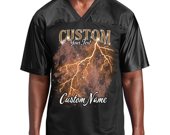 Custom Bootleg Mesh Jersey for Men – Personalized Photo & Text Shirt | Y2K Streetwear Jersey | Up to 5 Image Print | Fake Designer Top