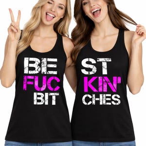 Beste vrienden stel tanktop T-shirt BFB-tanktop ZWARTE recerback-tank Beste verdomde teven Shirts stel tanktop BFF beste stel T-shirt 6933