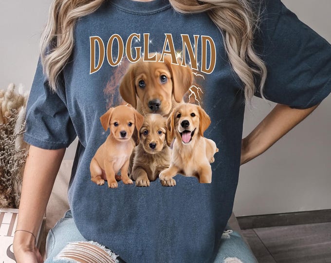 Custom Bootleg Dog Shirt with Photo & Text – Comfort Colors Pet Tee – Retro Y2K Dog T-Shirt – Funny Dog Mom Gift – Personalized Dog Shirt