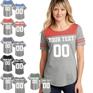 Kundenspezifische Damen Tri-Blend Docht Fan T-Shirt Personalisierte Fußball-Frauen-Jersey-Sport-T-Stück Benutzerdefinierte Team-Jersey-Namensnummer Eigenes Jersey