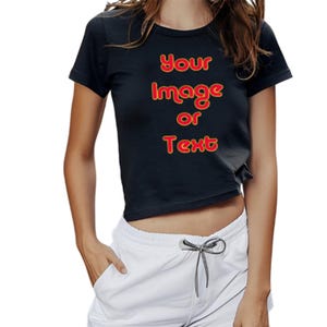 T-shirt bébé personnalisé | Chemise à manches courtes personnalisée | T-shirt tendance et confortable | haut court pour jeunes et femmes | T-shirt en jersey à la mode décontractée