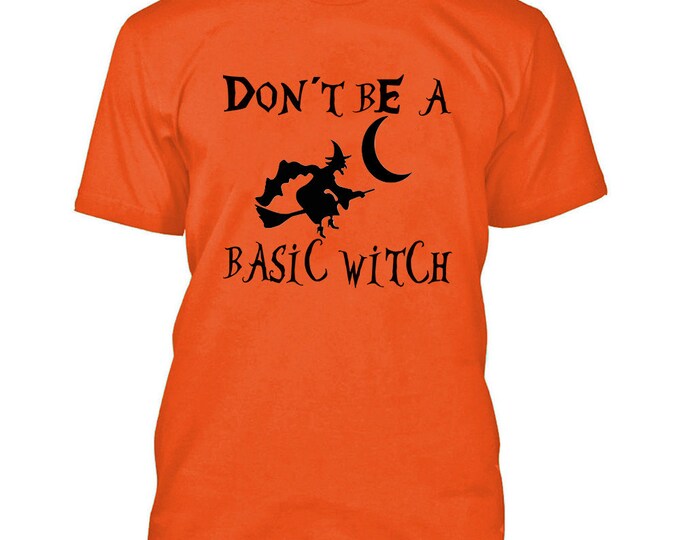 BLACK Logo Don't Be Basic Witch Mens TSHIRT Halloween T-shirt Halloween Boo Costume Tee Shirt
