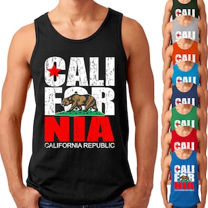 CALIFORNIA Republik Herren TANK TOP Vintage California Tank Cali Flagge California Männer T-shirt California Bär gedruckt Kalifornien Tank-Top