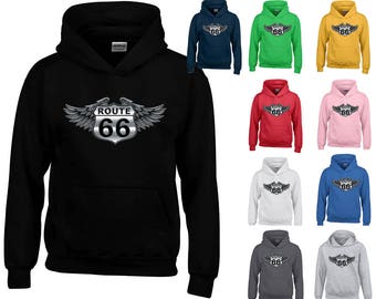 WINGS Route 66 UNISEX HOODIE Route Us 66 Sweatshirt Get Your Kick On Route 66 Hoodie