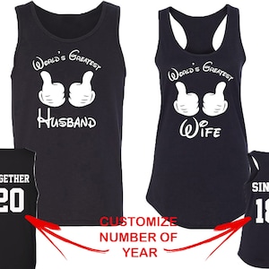 Camisetas sin mangas a juego para parejas El mejor marido y la mejor mujer del mundo juntos desde la parte trasera Números de cita Camisetas sin mangas a juego para parejas