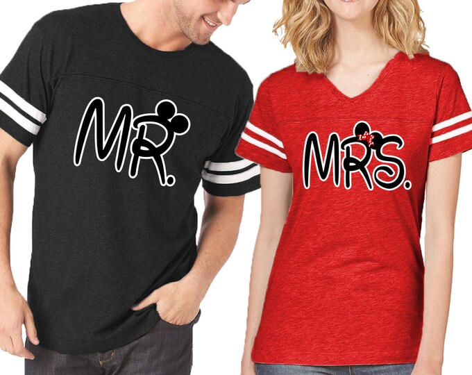 Couple Matching Shirts NEW Mr Mrs FOOTBALL JERSEYS Customized His and Hers Love Tshirts Tees