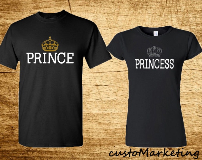 Couple Matching T Shirts Prince and Princess Matching Love Tees Valentines S-3XL