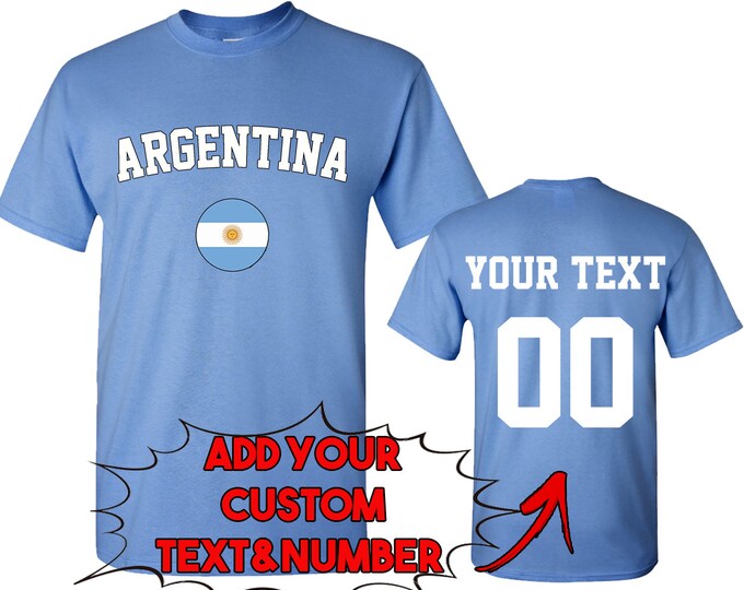 ARGENTINA World Cup Unisex TSHIRT Jersey Custom Text Number Argentina Flag Tee Shirt FIFA World Cup Shirt Jersey