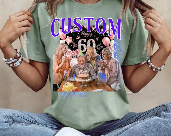 Custom Bootleg T-Shirt with Photo & Text – Bella Canvas Graphic Tee – Personalized Rap Shirt – Vintage Y2K Style – Retro Birthday Gift Shirt