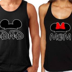 DAD MOM Couple Family TANK Top Cartoon Funny Family Tank Top Couple Parents Tee image 1