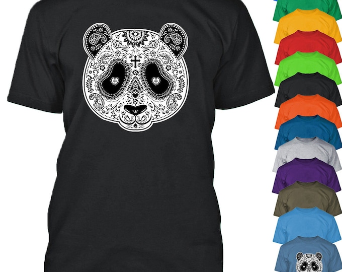 PANDA Sugar SKULL Day of the Dead TSHIRT funny Mexican Gothic Tee Shirt
