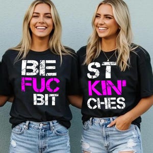 Best Friends Couple T-shirt Tee BFB Tshirt BLACK Regular Tee  BFF Tshirt Best Couple T-shirt Bestie Matching Outfits | Bachelorette Shirts