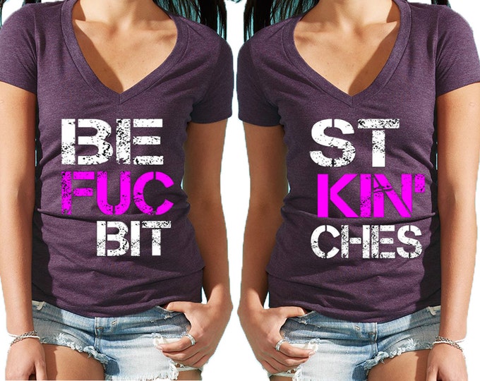 Couple Best Friends Forever Deep V-Neck T Shirt Tank PURPLE Best Fucking Friend Tee  Tshirt Best Friends Fun Tshirt Purple Rush  NL6640