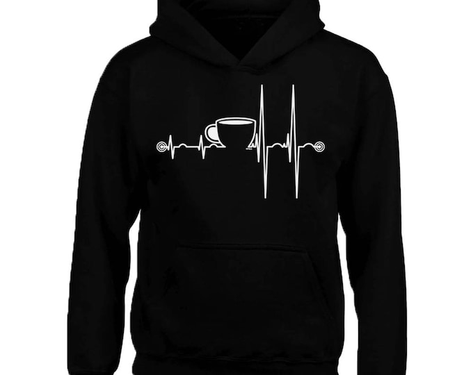 Coffee Cup Heartbeat UNISEX HOODIE Sweatshirt Funny Coffee Morning Hoodie Sweater