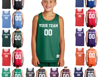 Camiseta sin mangas de baloncesto personalizada Camiseta de baloncesto para jóvenes Camiseta personalizada del equipo Nombre y número de camiseta personalizada Tanque de camiseta reversible de malla