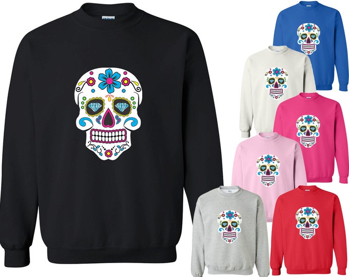 Sugar Skull CREWNECK Sweatshirt Day of the Dead Mexican Celebration Crewneck Sweatshirt Calavera Dia de los muertos Skull Sweatshirt Skull
