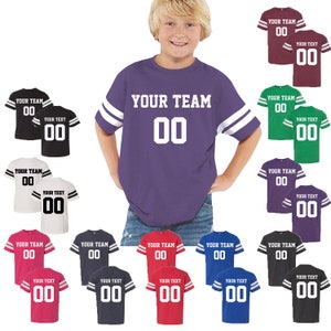 Customized Youth Football Jersey Personalized Youth Jersey Bodysuit Name and Number Custom Jersey for Kids Newborn Size Jersey Shirt Tee