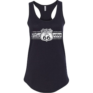 WHITE Route 66 Lady TANK TOP Route Us 66 Get Your Kick Tee Tank Top