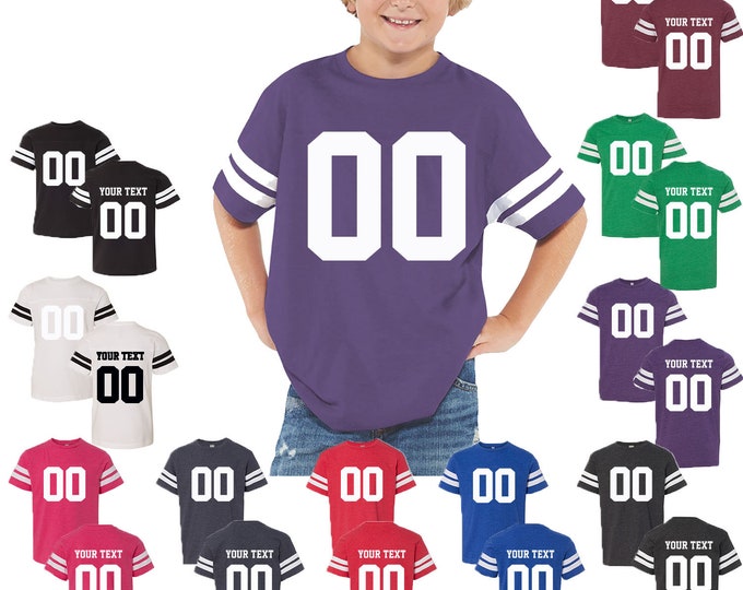 Customized Youth Football Jersey Personalized Youth Jersey Bodysuit Name and Number Custom Jersey for Kids Newborn Size Jersey Tee Big FRONT