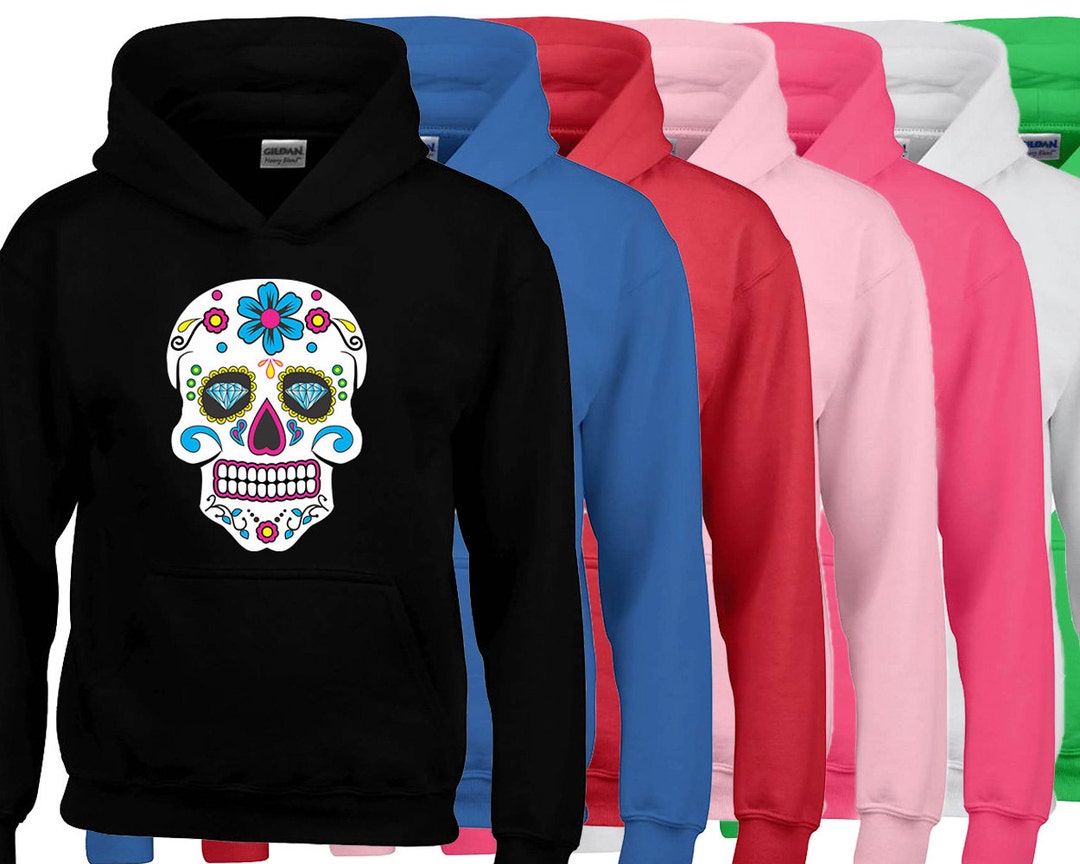 Sugar Skull HOODIE Sweatshirt Day of the Dead Mexican