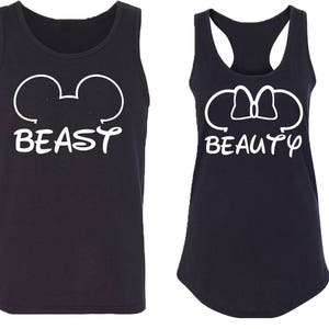 Paar Tank Top Beast Beauty Maus Ohren TANK TOP paar Tee Tank Cartoon Beast Beauty Tank Top