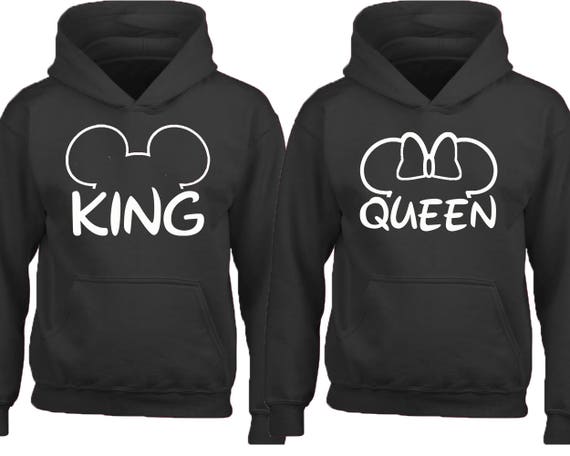 King Queen Mouse Ears Couple Hoodies: Matching Cartoon Sweatshirts
