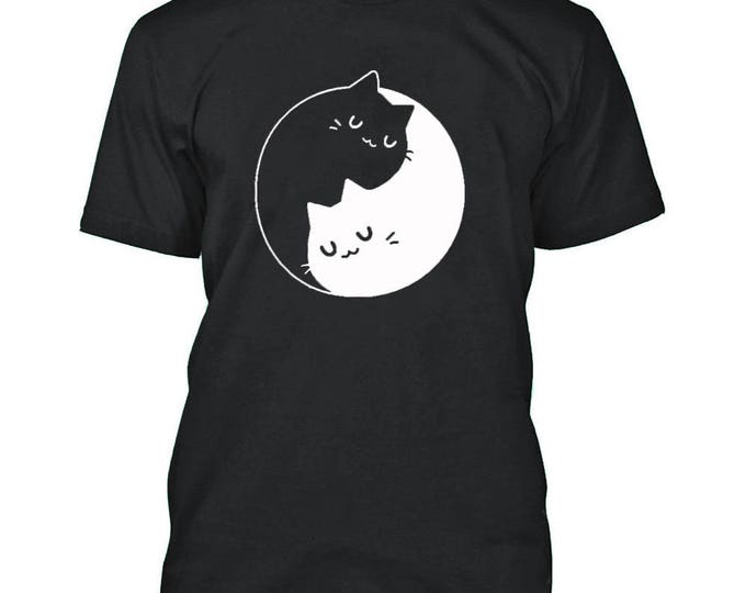 Yin Yang Cats Kittens Man TSHIRT Sweet Cat Kitty Tee Shirt
