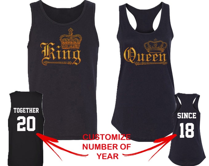 Couple Matching TANK Tops WILD King Queen Together Since Back Side Date Numbers Front Back Matching Couple Tank Top Tees