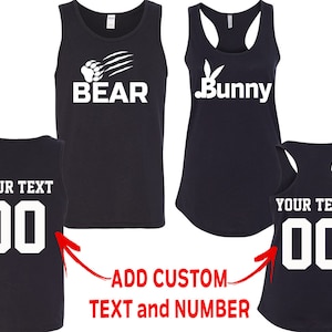 Camiseta sin mangas a juego para pareja BEAR BUNNY Juntos Desde Parte posterior Fecha Números Parte delantera Parte trasera Camiseta sin mangas a juego para pareja