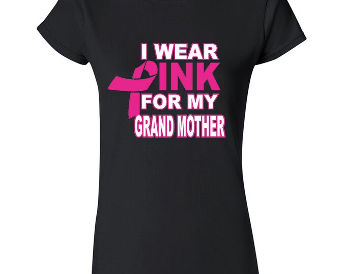 I Wear Pink For My GRAND MOTHER Lady TSHIRT Support Breast Cancer Womens Tee Shirt
