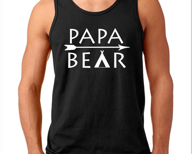Papa Bear TANK TOP ARROW Dad Daddy Father Papa Bear Tank Top Fathers Day Tank