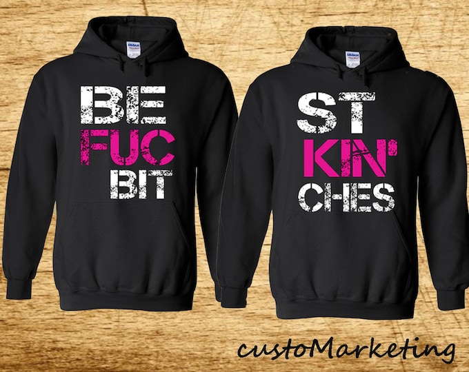 Best Friends Forever Couple Hoodie Sweatshirt BFB Sweatshirt BLACK Best Fucking Bitches Shirts Couple Hoodie BFF Best Couple Friends Sweater