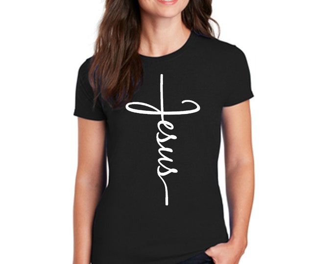JESUS Cross T-Shirt for WOMEN Christian Religious Faith Disciple Church Shirts Jesus Christ Shirts