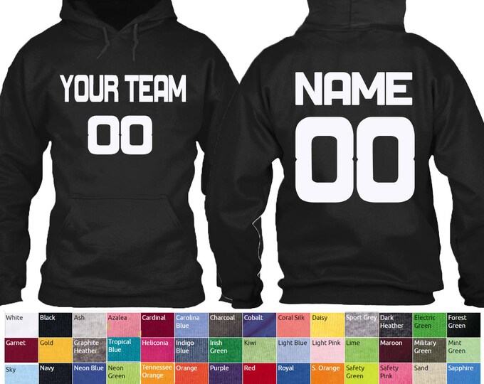 Customized Team Number HOODIE UNISEX Personalize Name Number Text Custom Sweatshirt RND