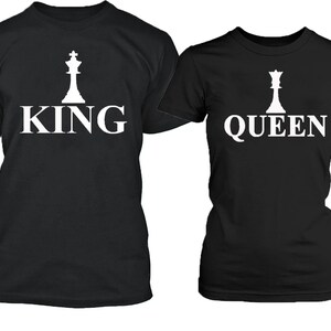HAND Made King Queen CHESS Couple TSHIRT Cartoon- Funny Couple Tee Shirt Couple T-Shirt