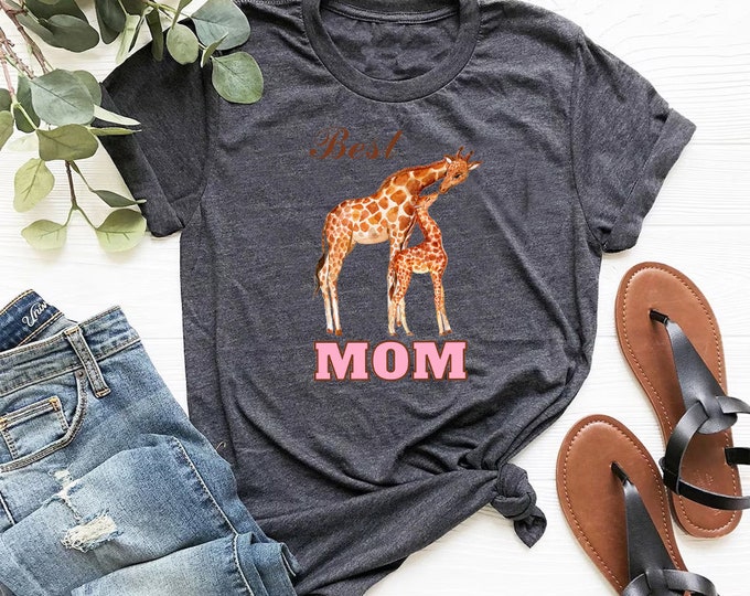 Best Mom Giraffe Tee Shirt Mothers Day Shirt, Custom Mother's Day Gift, Mama Mommy Mother Mom Shirt, Gift For Mommy, Custom Mom Shirt Love
