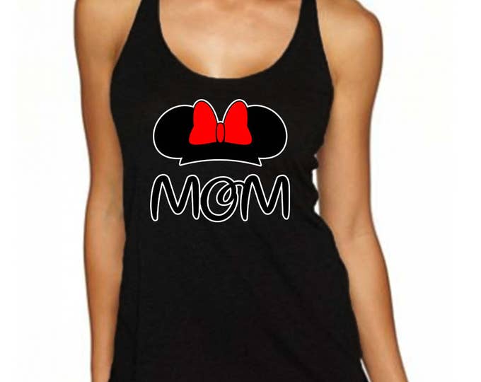 MOM  Cartoon Ears TANK TOP Cartoon Funny Mom Mother Tee Shirt Cartoon Style T-Shirt Family Tshirt