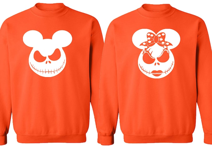 Halloween Couple CREWNECK JACK SALLY Mouse Ears Halloween Party Sweatshirt Crewneck Sweater Create Your Couple
