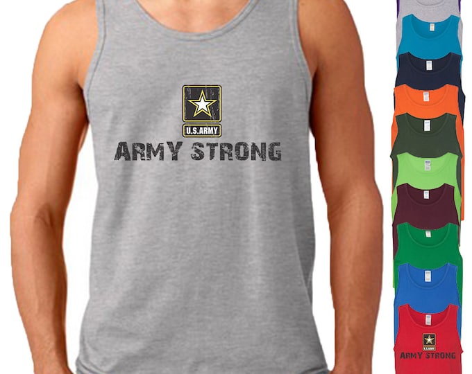 ARMY STRONG Star Logo Man TANK Top America United State of America Military Army Forces Tee Tank Top